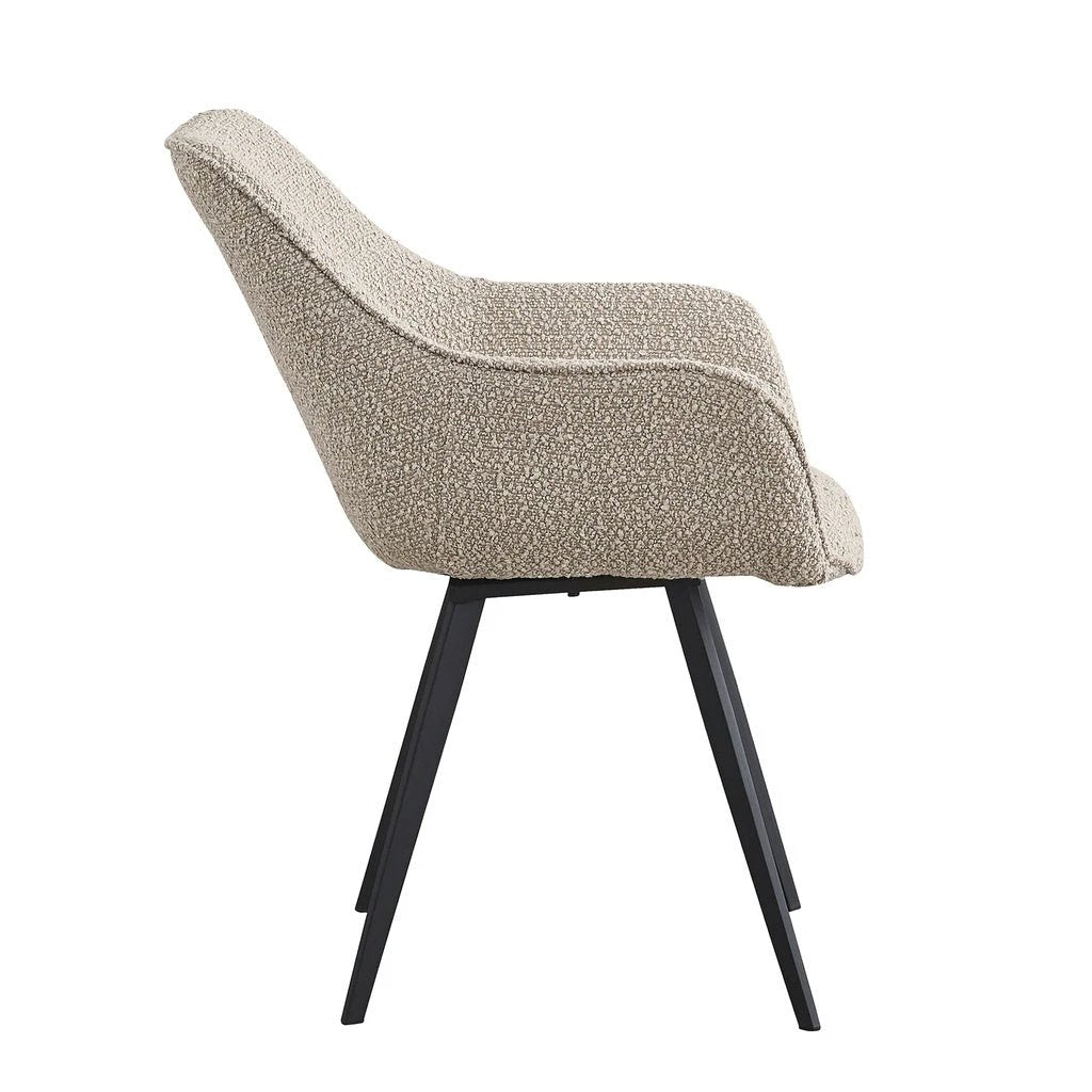Eetkamerstoel Luca Boucle Beige (set van 2) by Livingfurn
