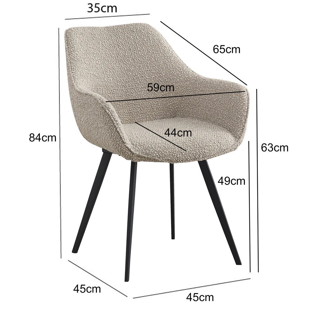 Eetkamerstoel Luca Boucle Beige (set van 2) by Livingfurn