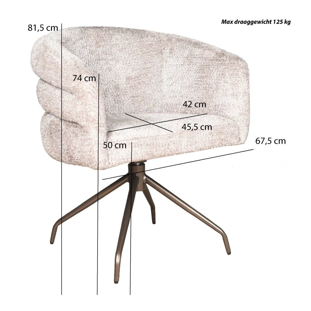 Eetkamerstoel Imola Draai | Be Lovely Beige by Moods Collection