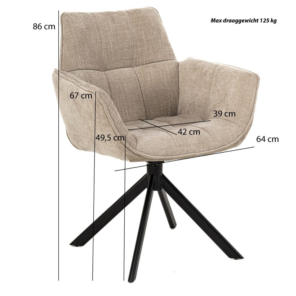 Eetkamerstoel Monaco 360 Draai | Milan Beige - depauwwonen