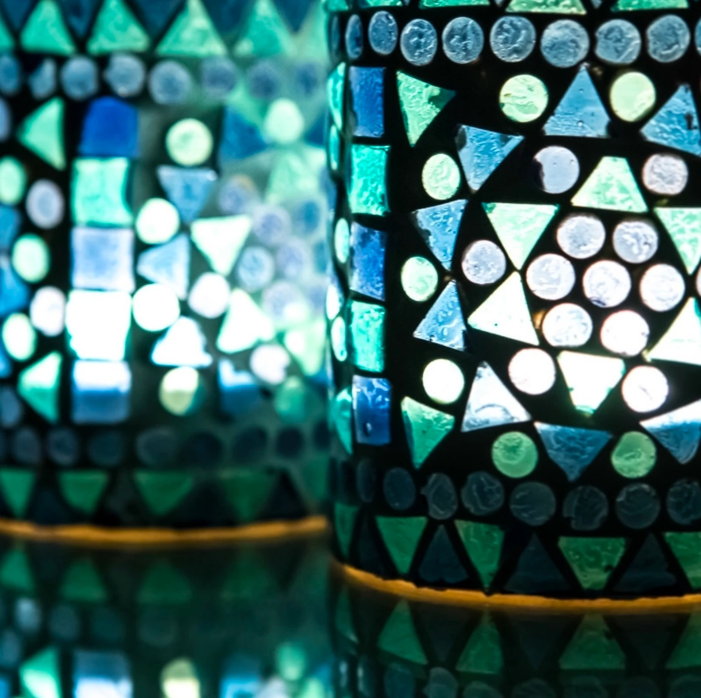 Waxinehouder mozaiek cilinder - Cantara - blauw by Orientaals