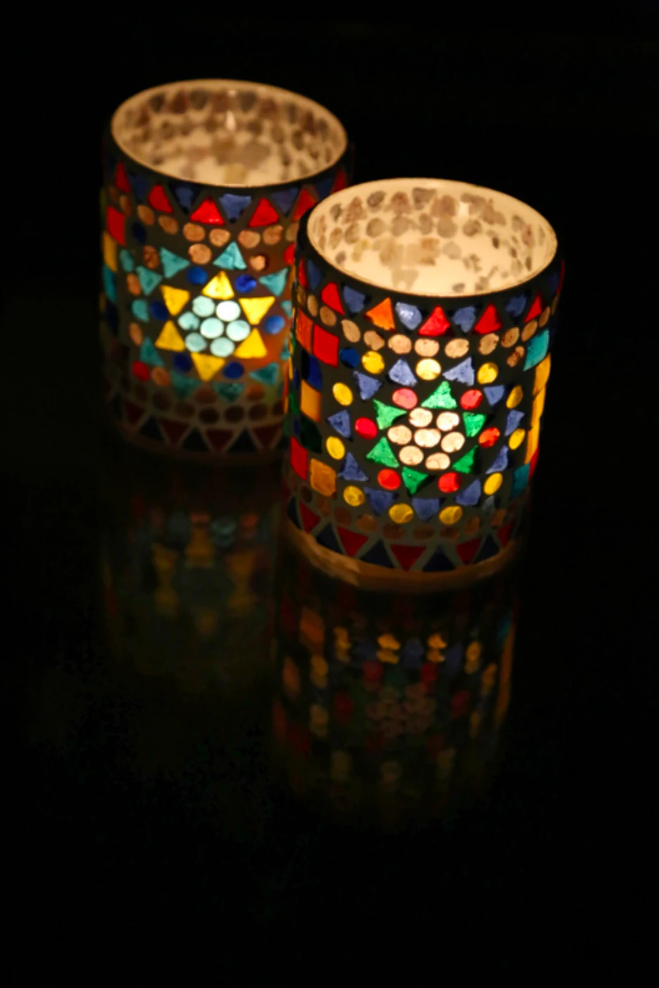 Waxinehouder mozaiek cilinder - Cantara - multi colour by Orientaals