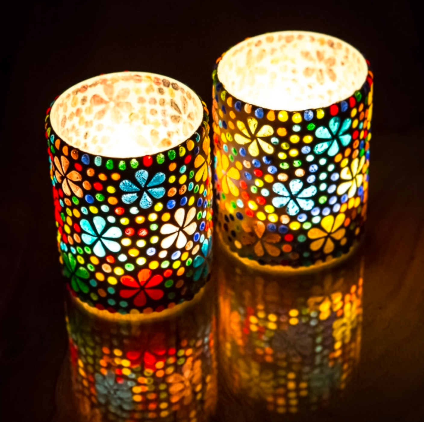 Waxinehouder mozaiek cilinder - Hudat - multi colour - depauwwonen