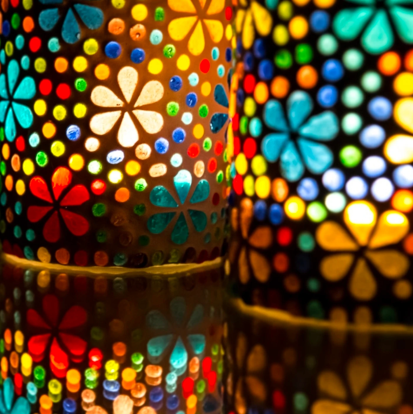 Waxinehouder mozaiek cilinder - Hudat - multi colour by Orientaals