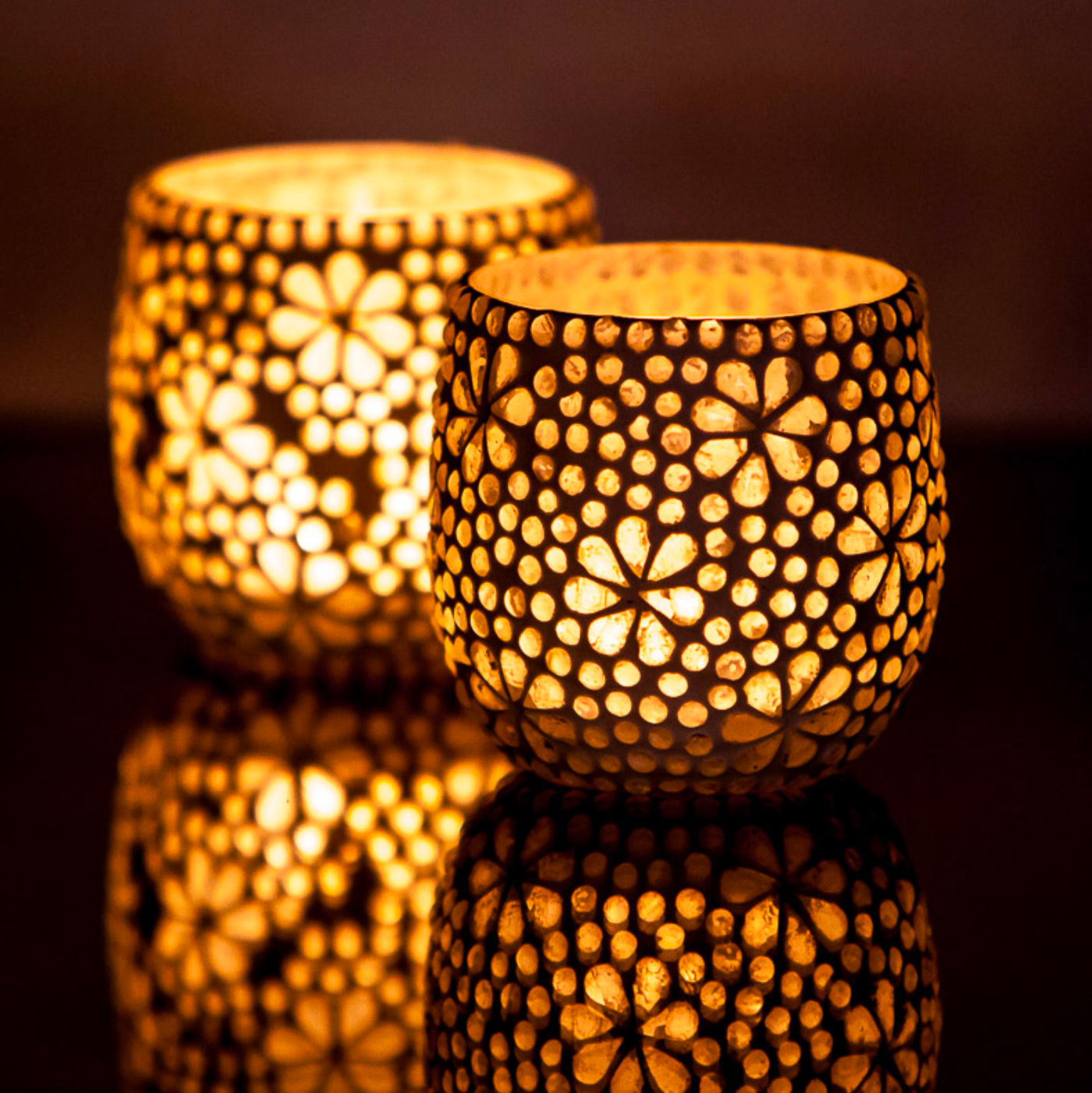 Waxinehouder mozaïek bol Hudat transparant in 2 maten by Orientaals