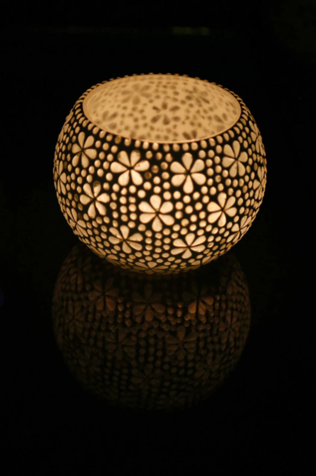 Waxinehouder mozaïek bol Hudat transparant in 2 maten by Orientaals