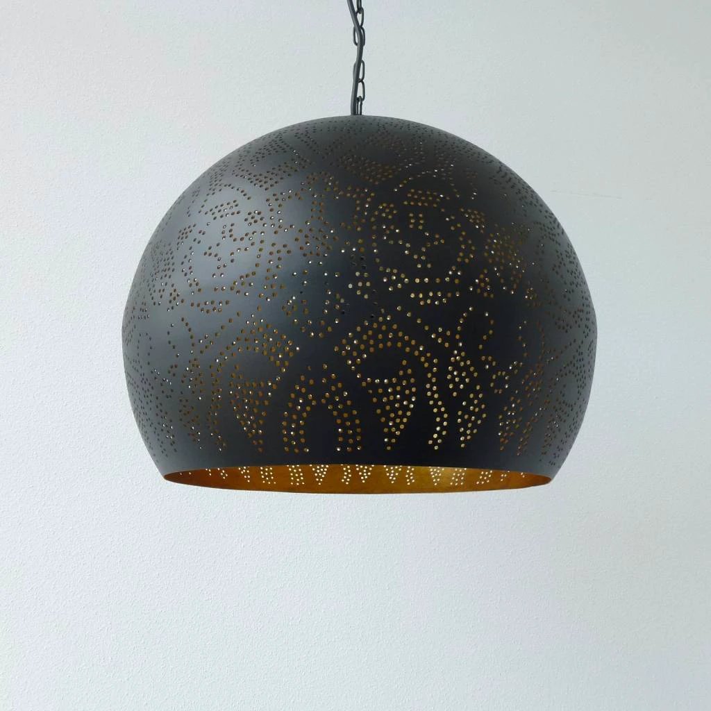 Hanglamp Ameera zwart/goud bol - in 2 diameters verkrijgbaar by Orientaals