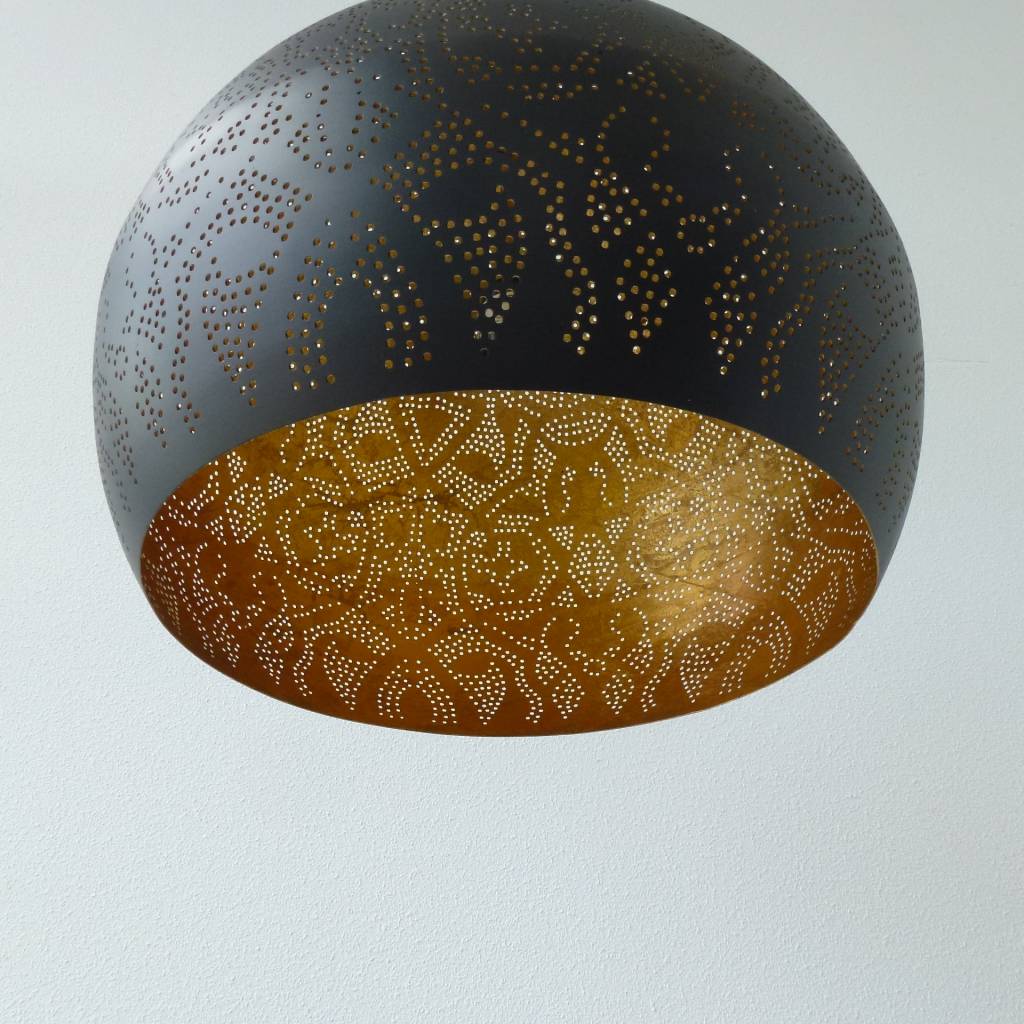 Hanglamp Ameera zwart/goud bol - in 2 diameters verkrijgbaar - depauwwonen