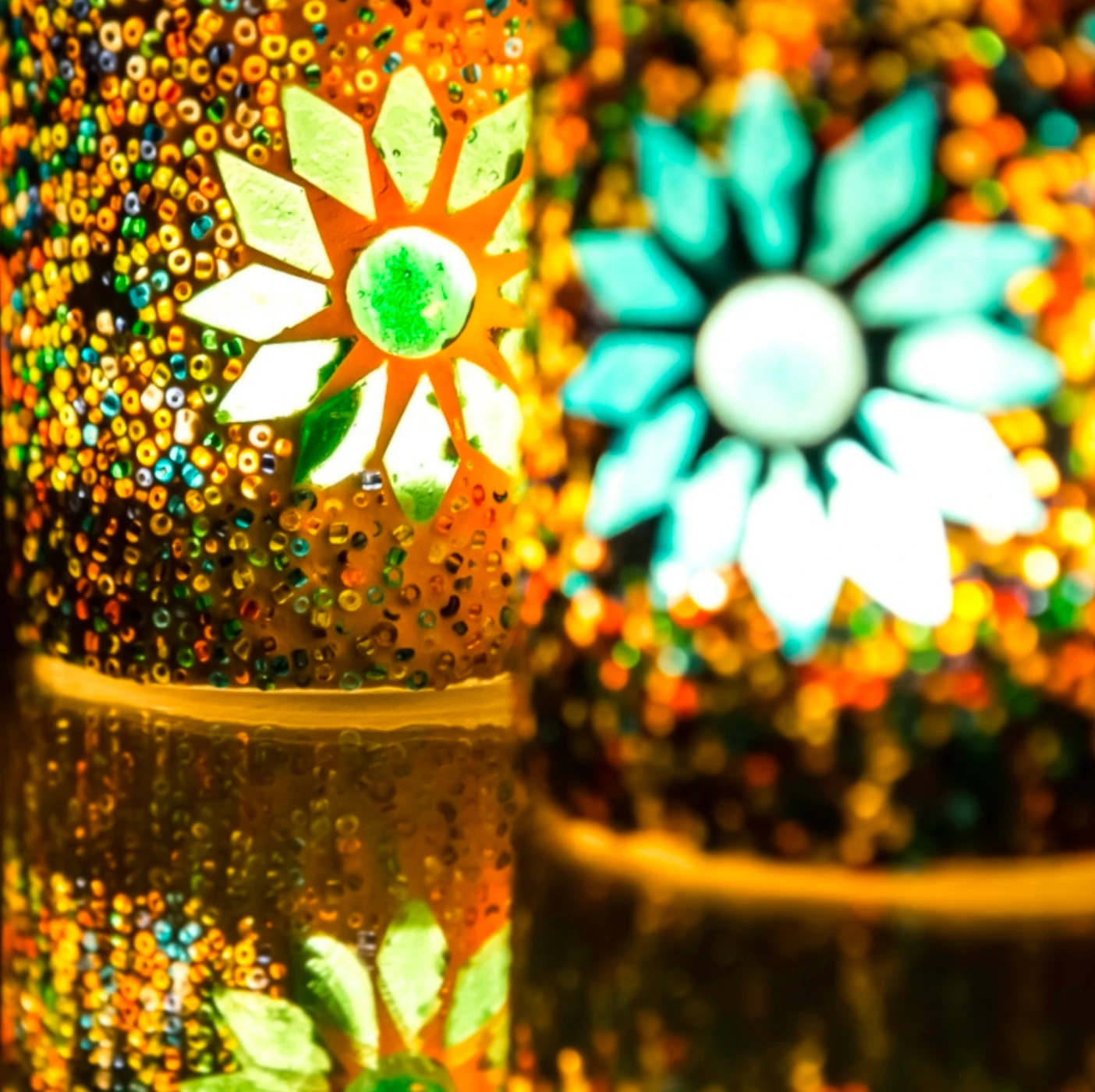 Waxinehouder mozaiek cilinder - Rima - multi colour by Orientaals