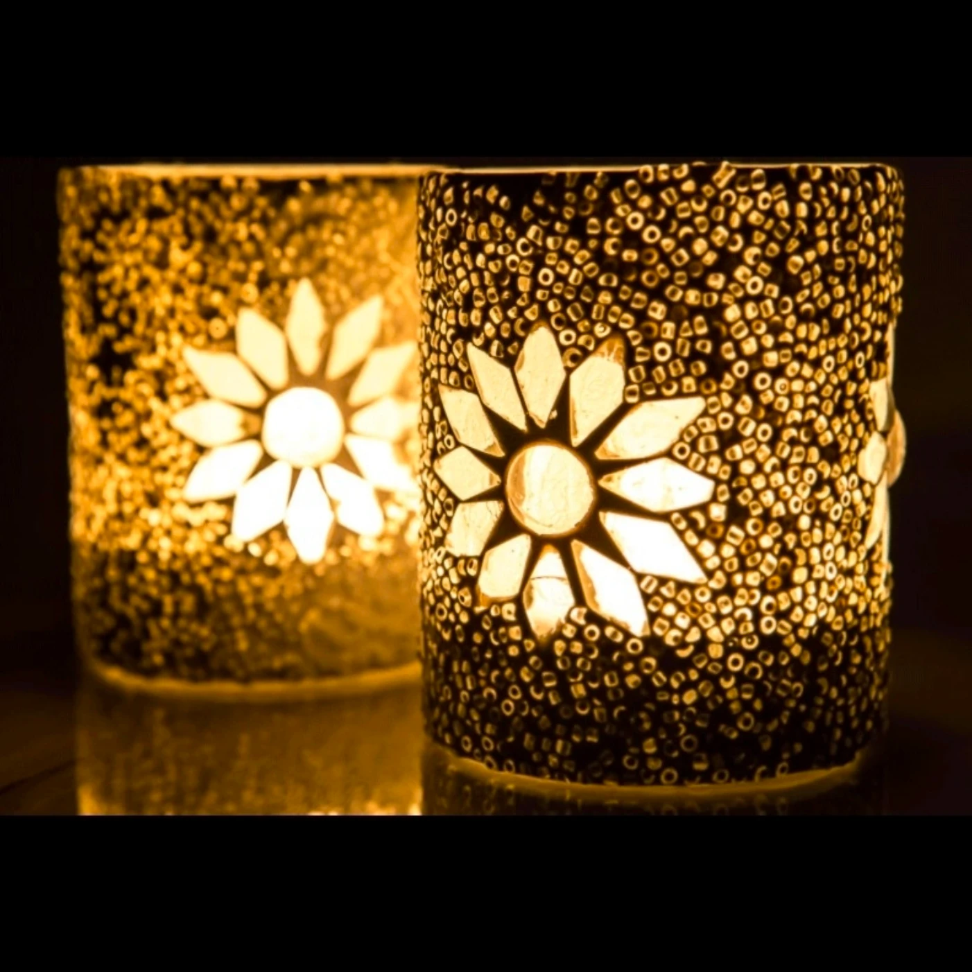 Waxinehouder mozaiek cilinder - Rima - wit by Orientaals