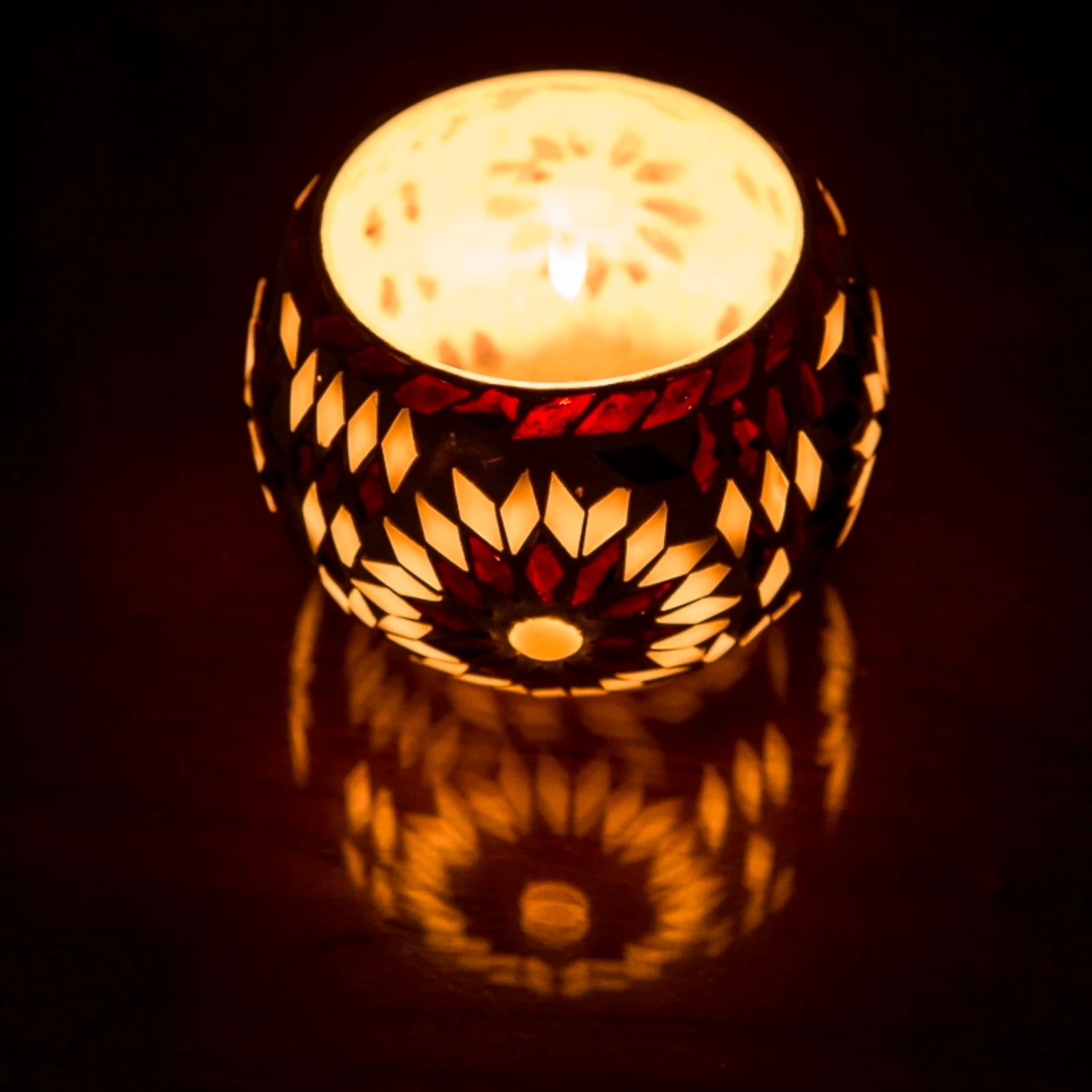 Waxinehouder mozaïek bol Roya zwart-wit Large by Orientaals