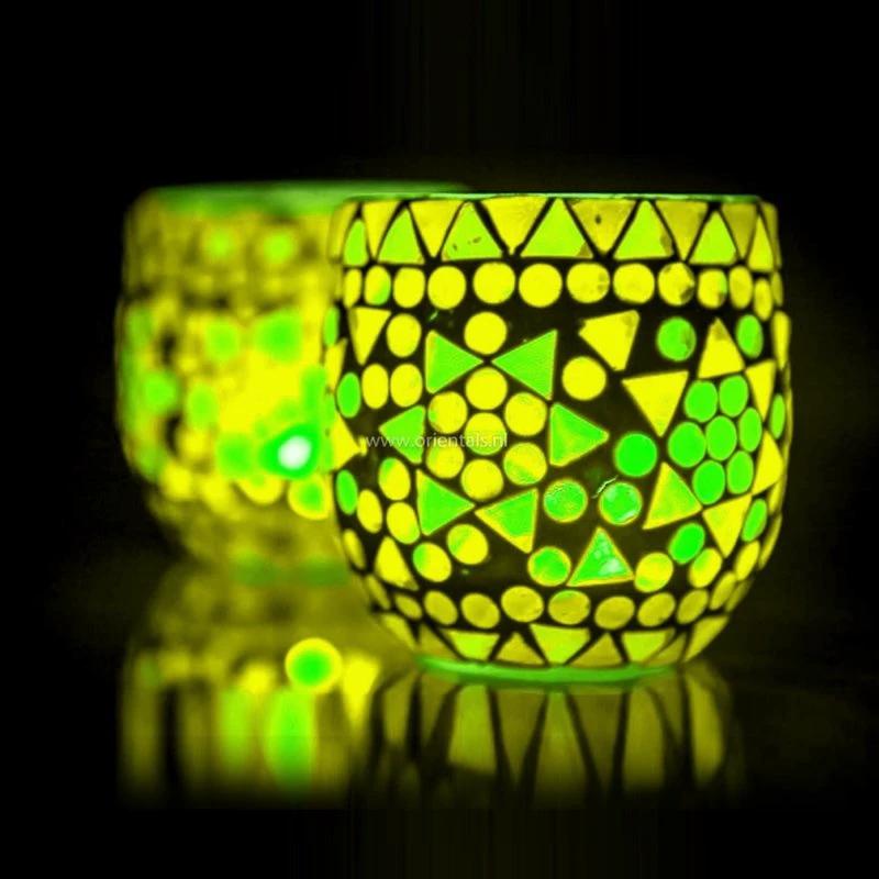 Waxinehouder mozaïek bol - Cantara - groen by Orientaals