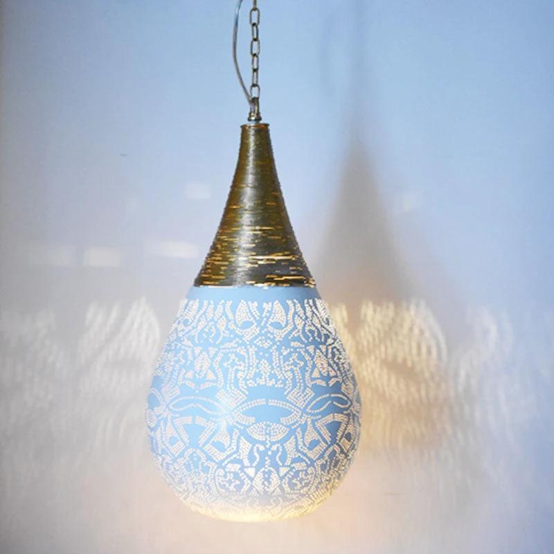 Hanglamp Ameera wit/goud druppel by Orientaals