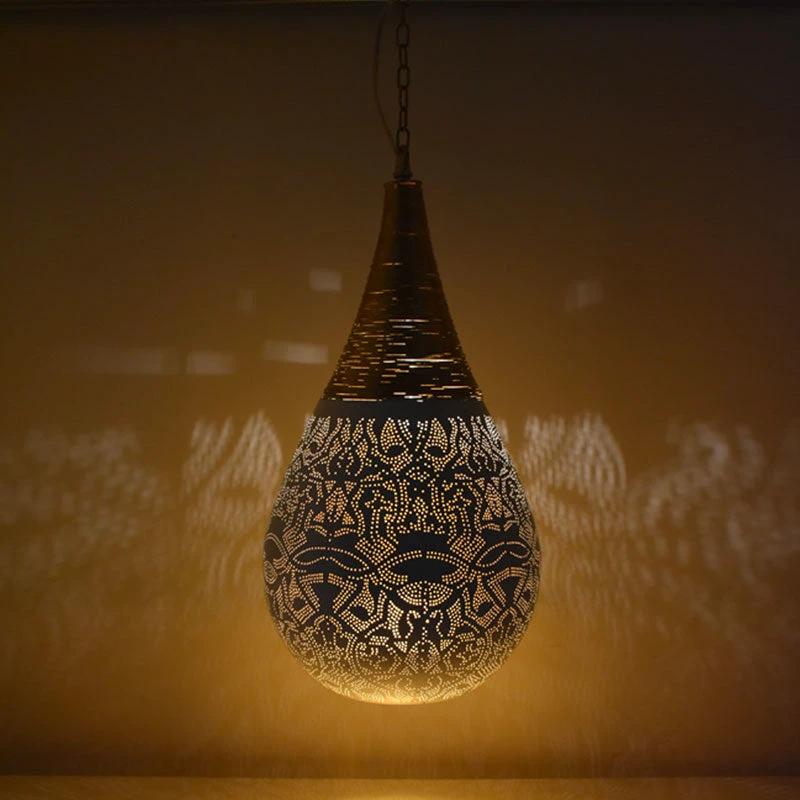 Hanglamp Ameera wit/goud druppel by Orientaals