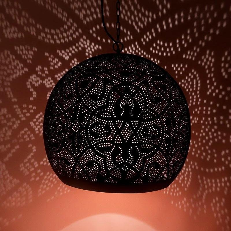 Hanglamp Ameera zwart/koper bol by Orientaals