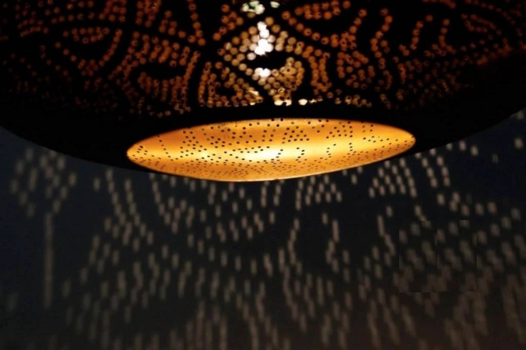 Hanglamp Ameera zwart/goud elipse by Orientaals