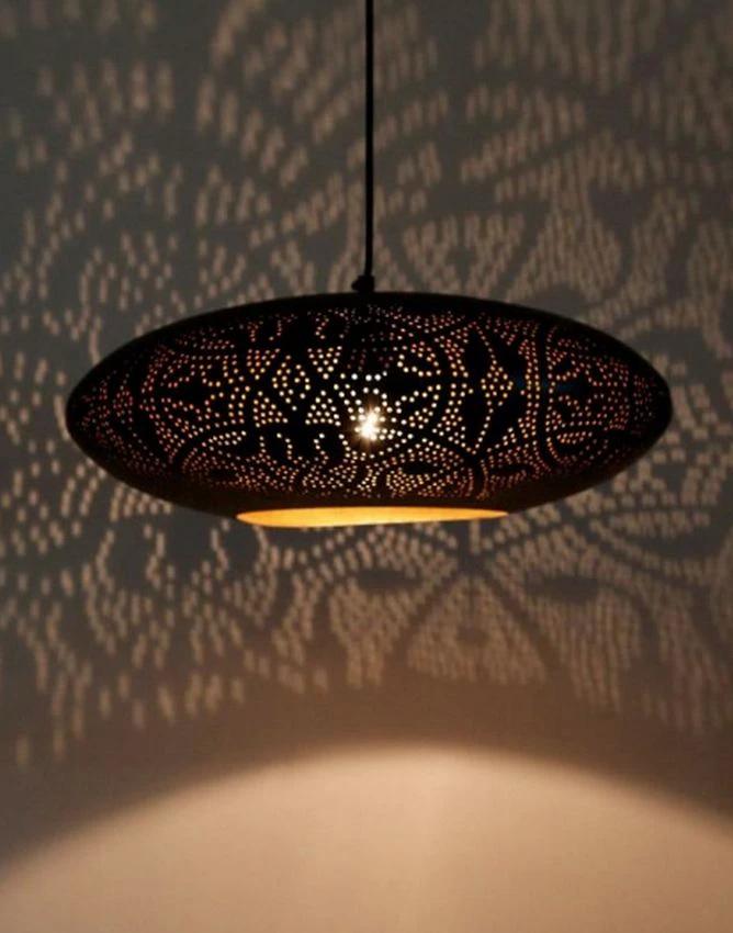 Hanglamp Ameera zwart/goud elipse by Orientaals
