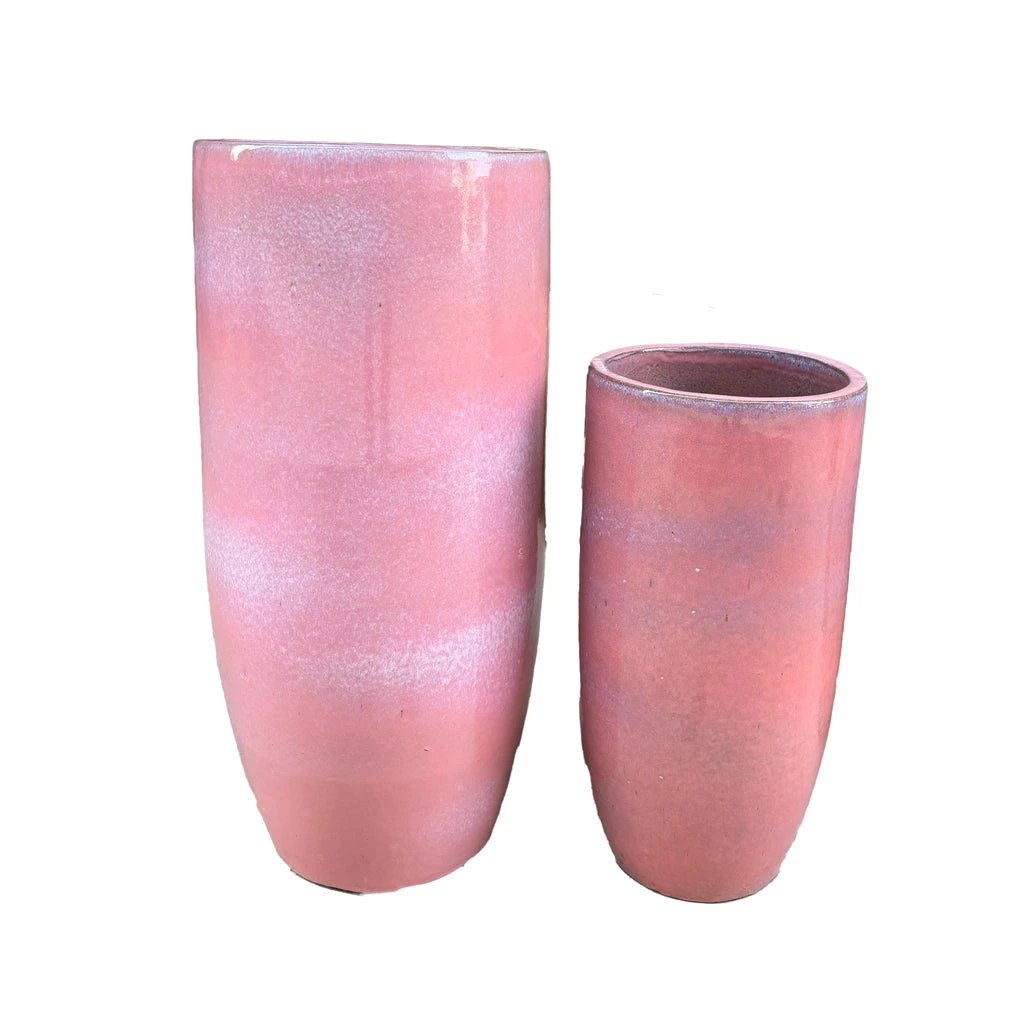 Roze geglazuurde keramische pot van PTMD, ronde vorm en hoge hoogte, geschikt voor decoratie of planten.