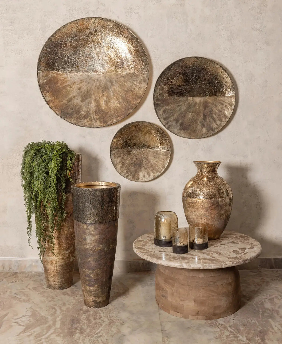 Wandpaneel Jule Gold half mosaic | oily glass S by PTMD