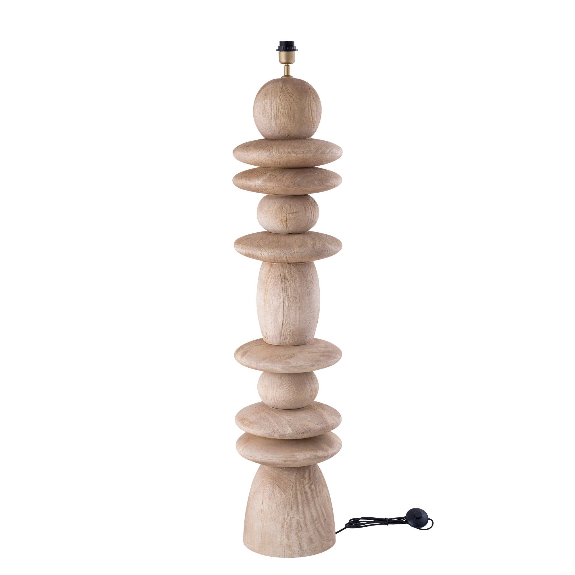 Callain natuurlijke mango houten vloerlampvoet van PTMD, ronde basis met een warme houtafwerking, geschikt voor vloerlamp.