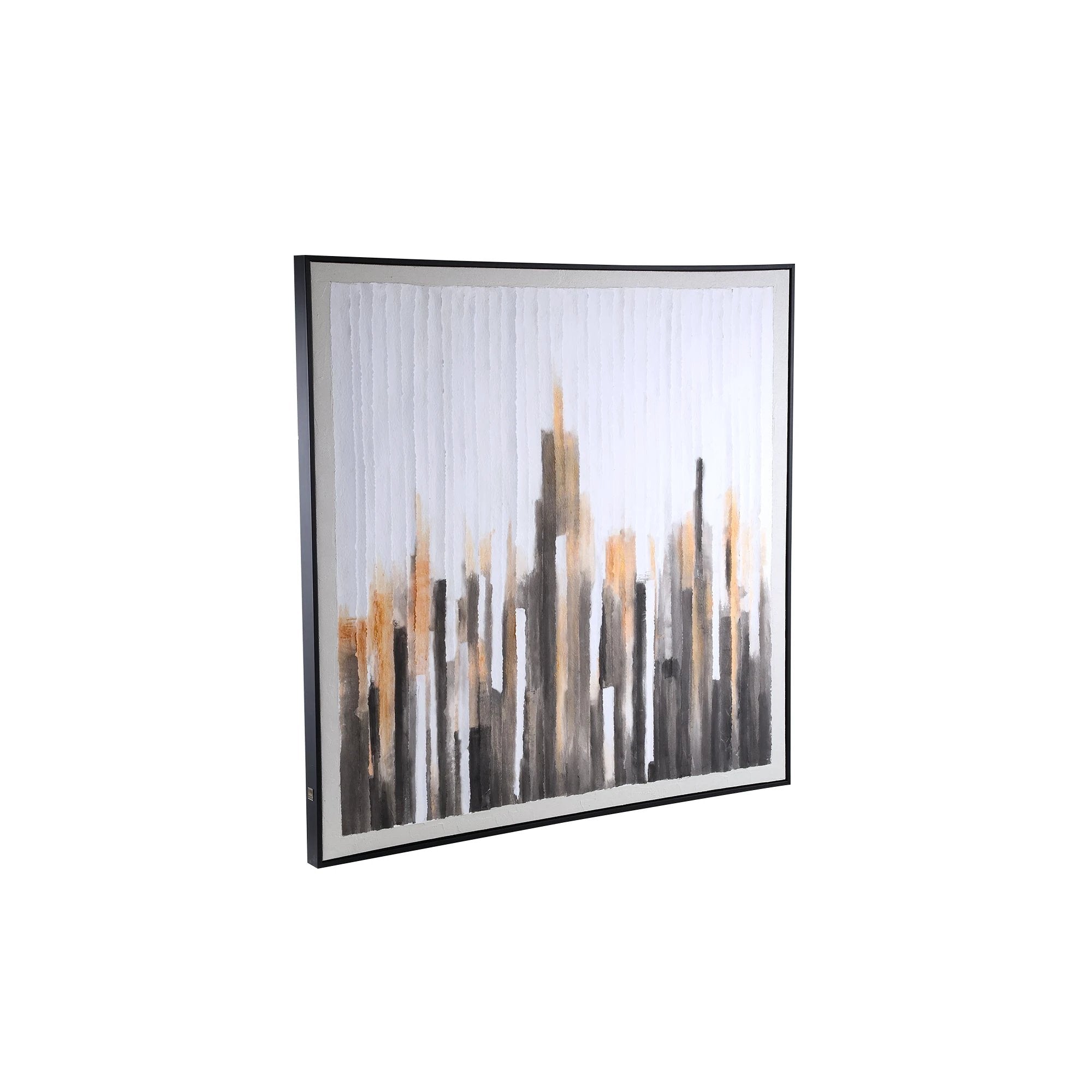 Gustas ingelegd wandpaneel met vierkante poly-strip design van PTMD, muurdecoratie met geometrische vormen en moderne stijl