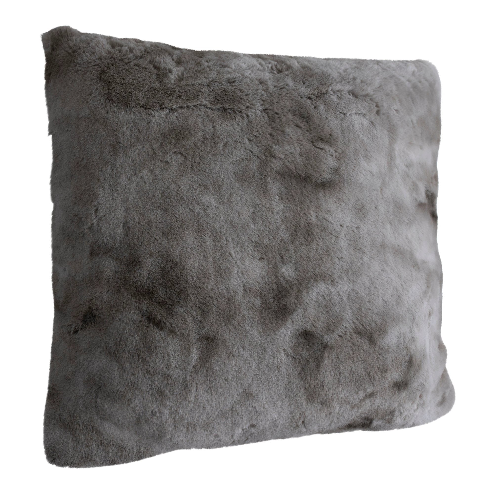 Grijs faux fur vierkant kussen van PTMD met linnen textuur, zachte en luxe uitstraling voor interieurdecoratie