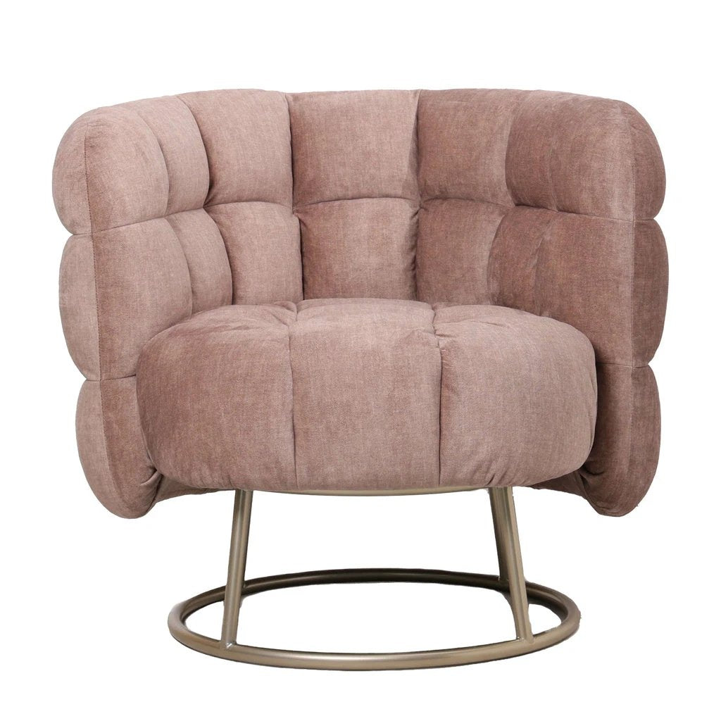 Pluizige roze fauteuil vogue 3 antilope gouden onderstel by PTMD