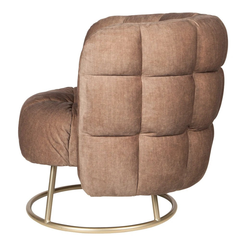 Pluizige roze fauteuil vogue 3 antilope gouden onderstel by PTMD