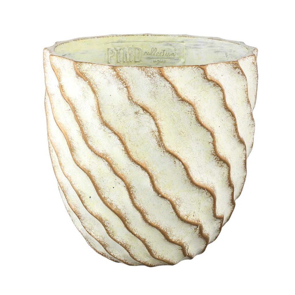 Sharlae Room cement pot golvende lijnen rond XXL by PTMD