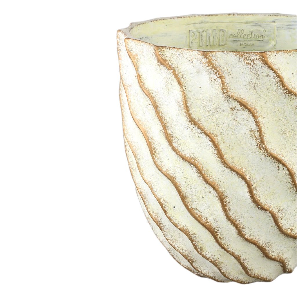 Sharlae Room cement pot golvende lijnen rond XXL by PTMD