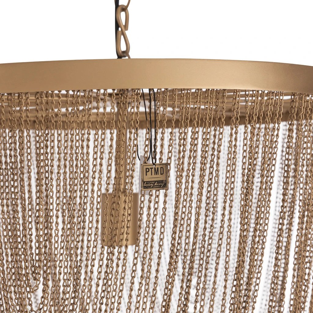 Nishan Gouden ijzeren kettingen ronde hanglamp S by PTMD