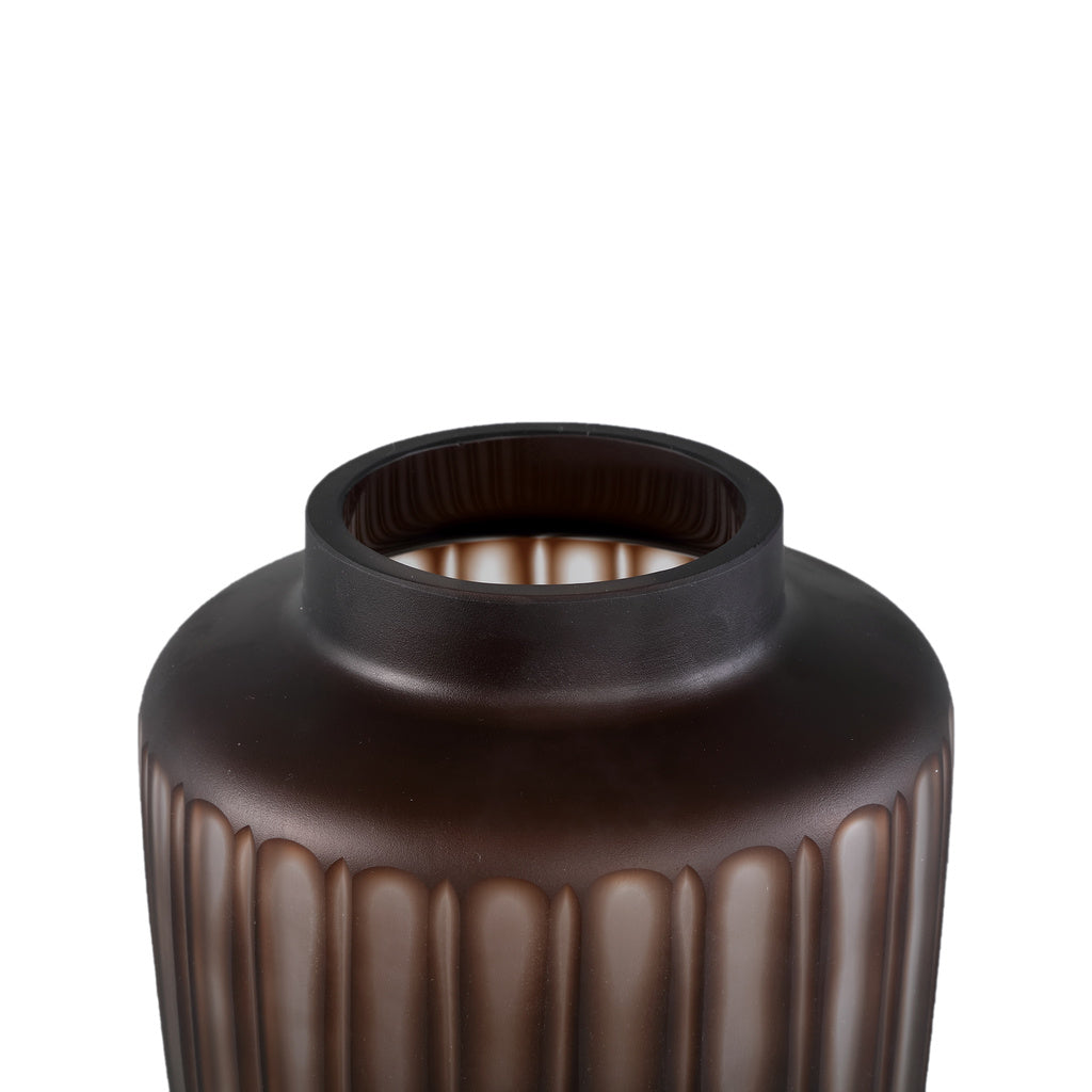 Linesa Brown gegraveerd glazen vaas L - depauwwonen