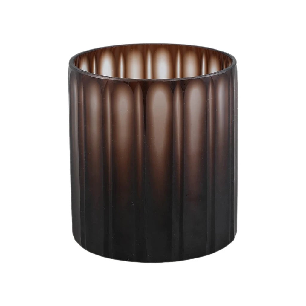 Linesa Brown gegraveerde glazen ronde vaas met matte afwerking S by PTMD