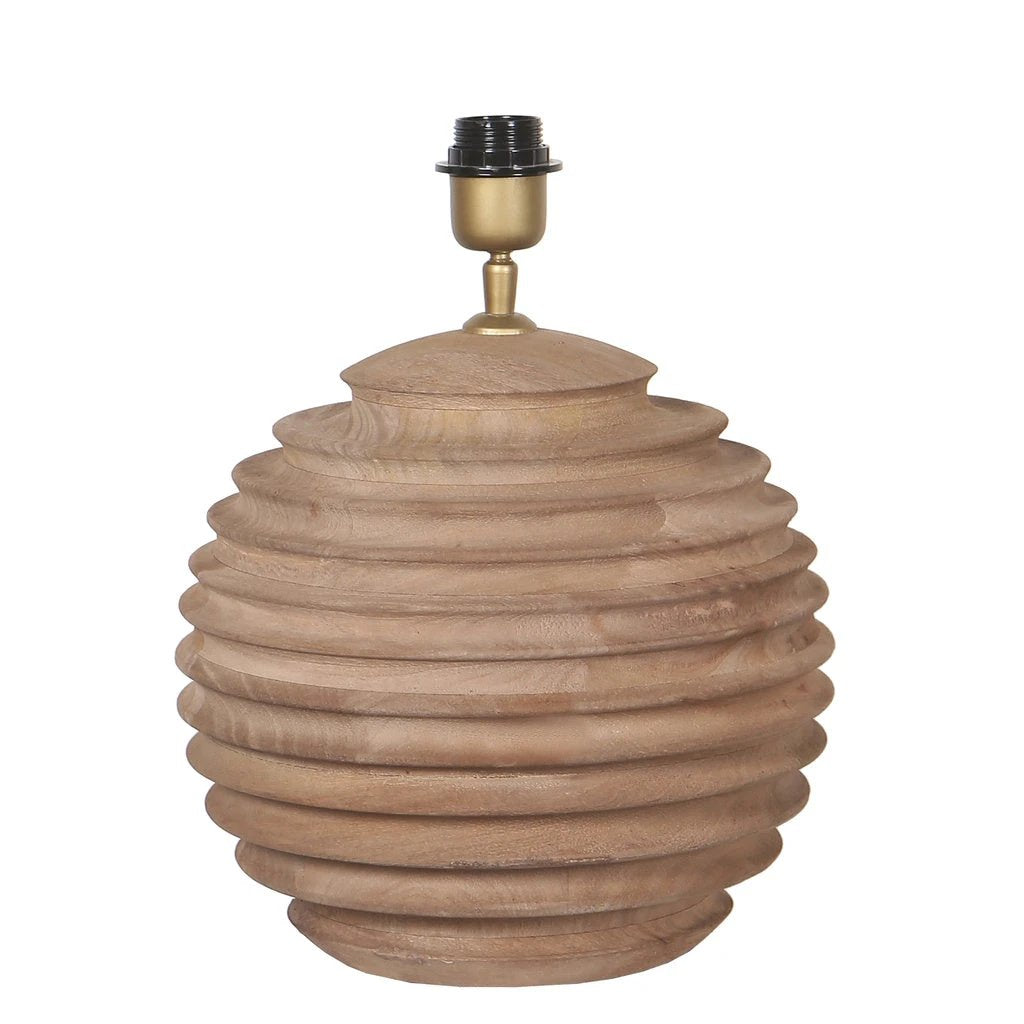 Roven Natuurlijke mangohouten geribbelde tafellampvoet by PTMD