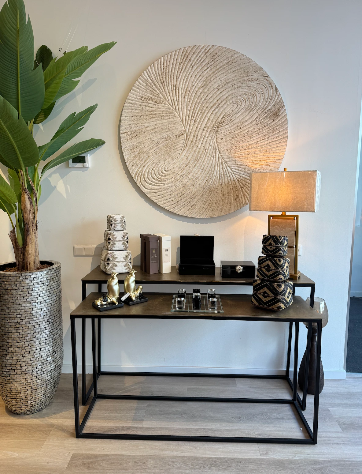 Wandtafel Kae Goud Zwart - set van 2 by PTMD