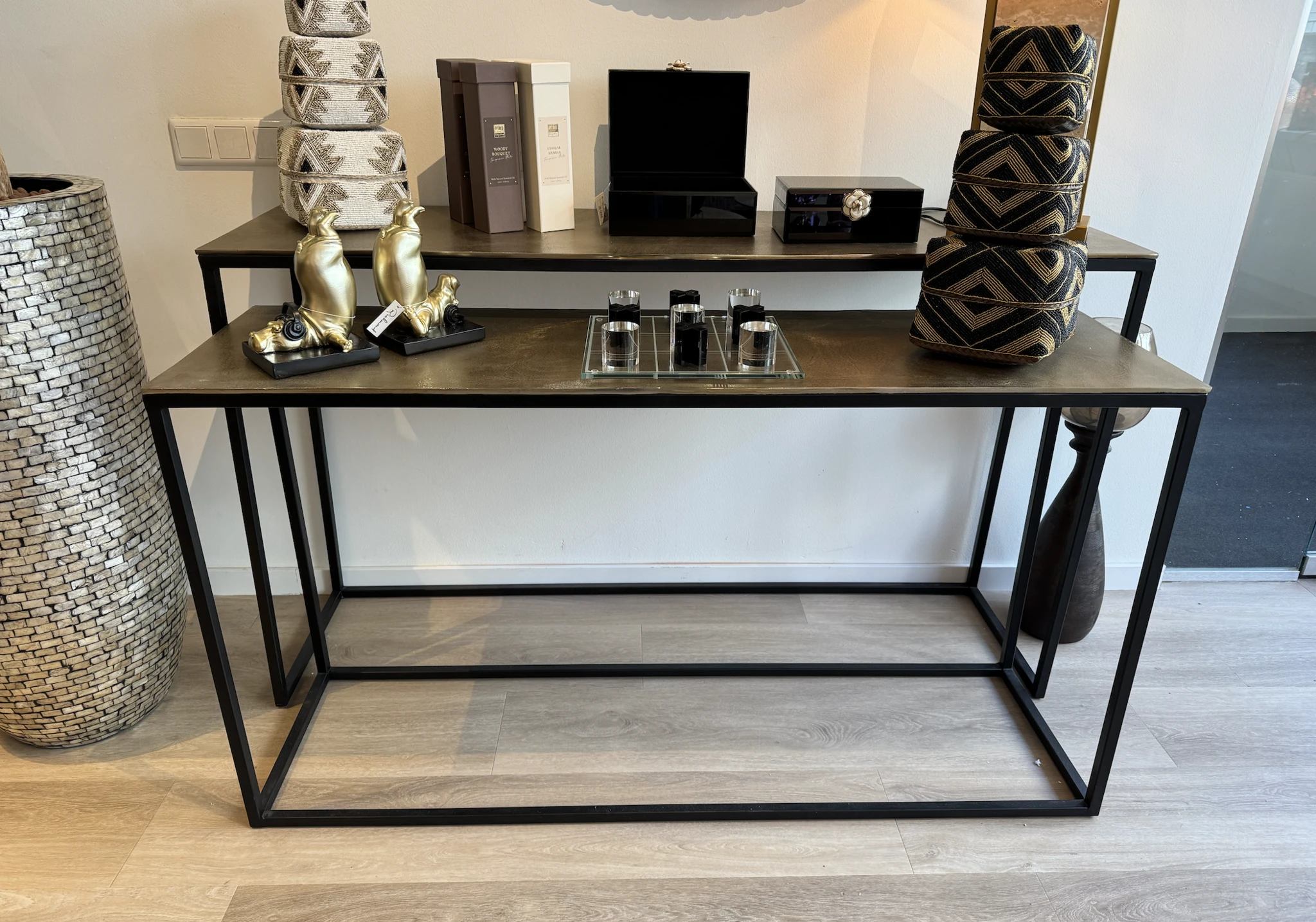 Wandtafel Kae Goud Zwart - set van 2 by PTMD