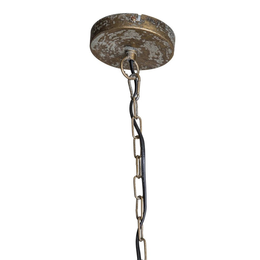 Moira Gouden metalen hanglamp met brede palmbladeren by PTMD
