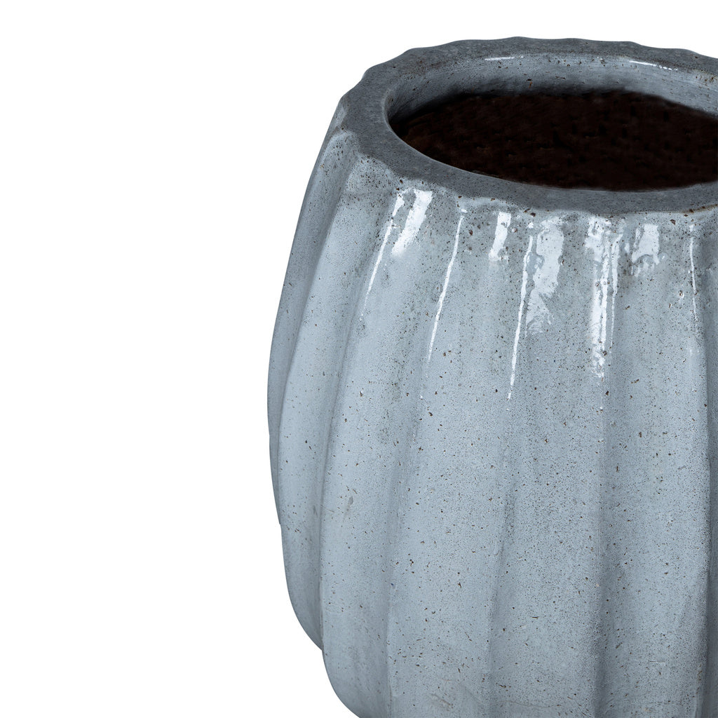 Lionne Witte keramische pot geribbelde bol rond S - depauwwonen