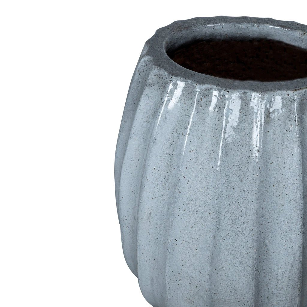 Lionne Witte keramische pot geribbelde bol rond S by PTMD