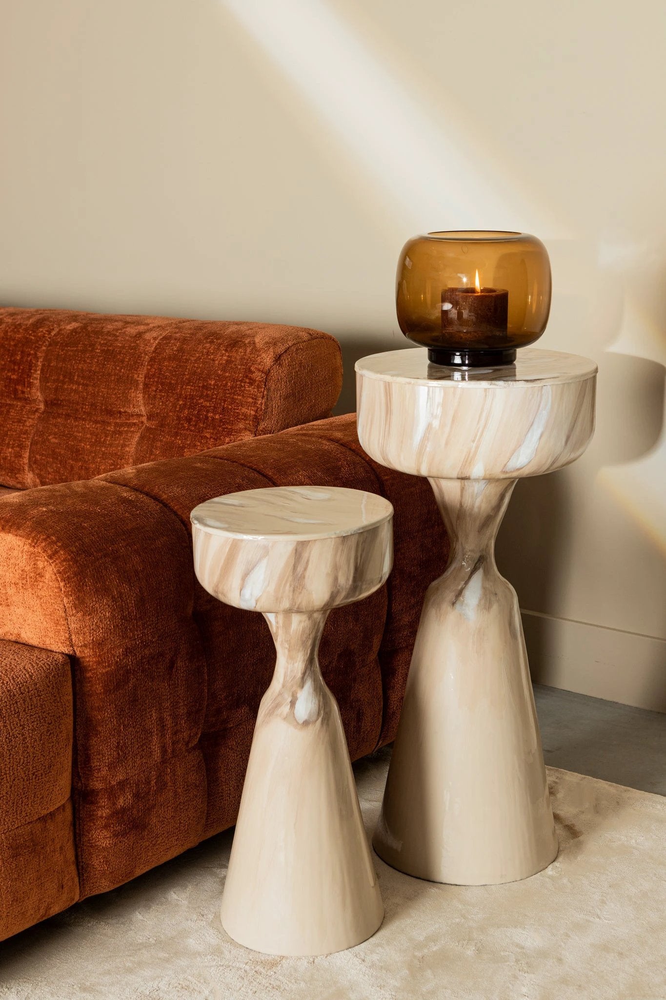 Maran Cream shiny iron sidetable round S by PTMD