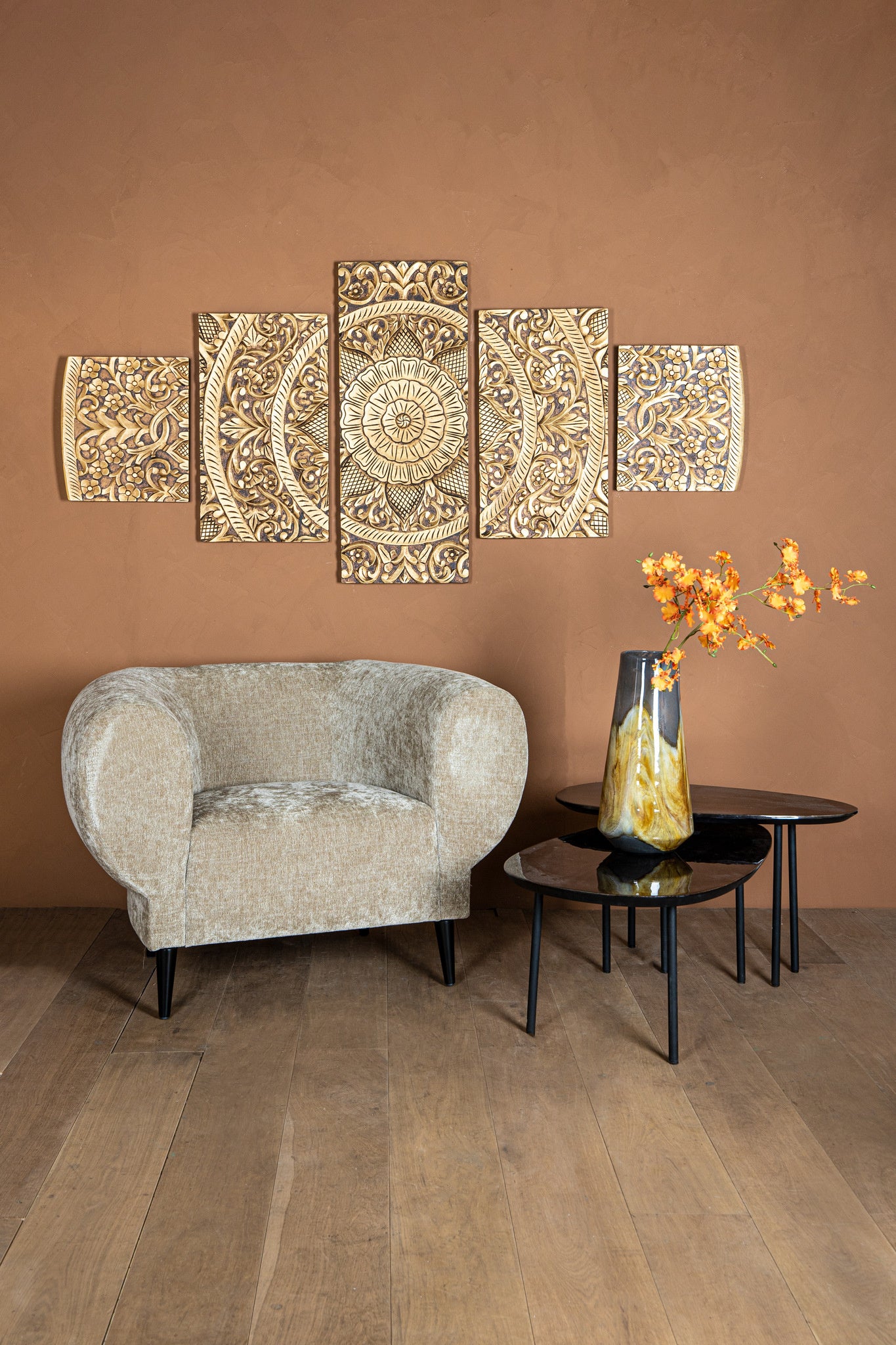 Sharlene Gold MDF antiek gesneden wandpaneel 5 stuks - depauwwonen