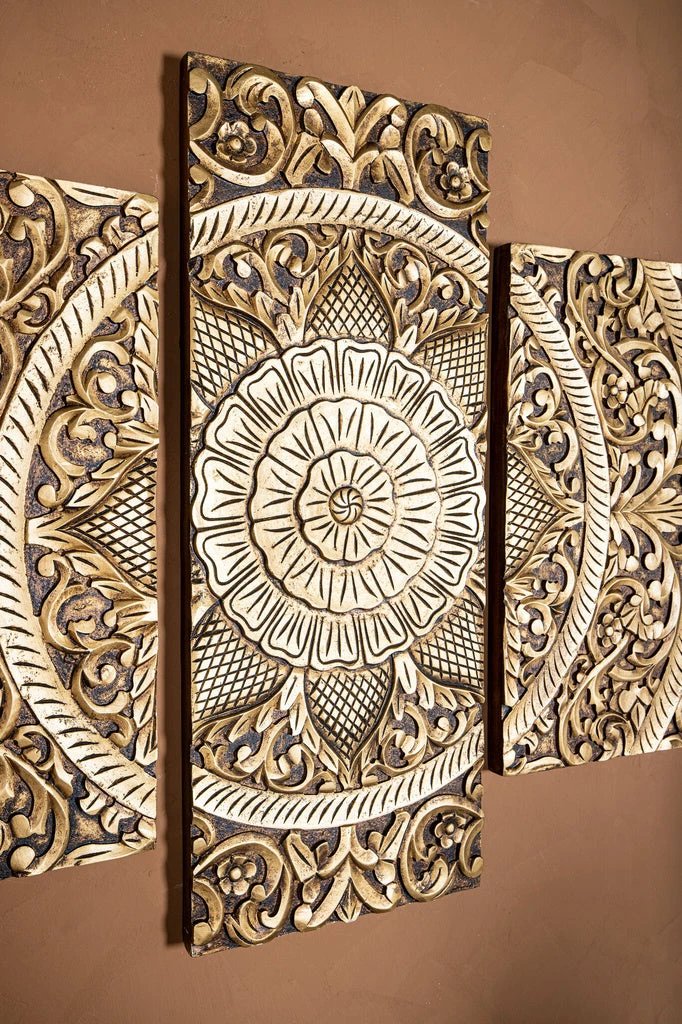 Sharlene Gold MDF antiek gesneden wandpaneel 5 stuks by PTMD