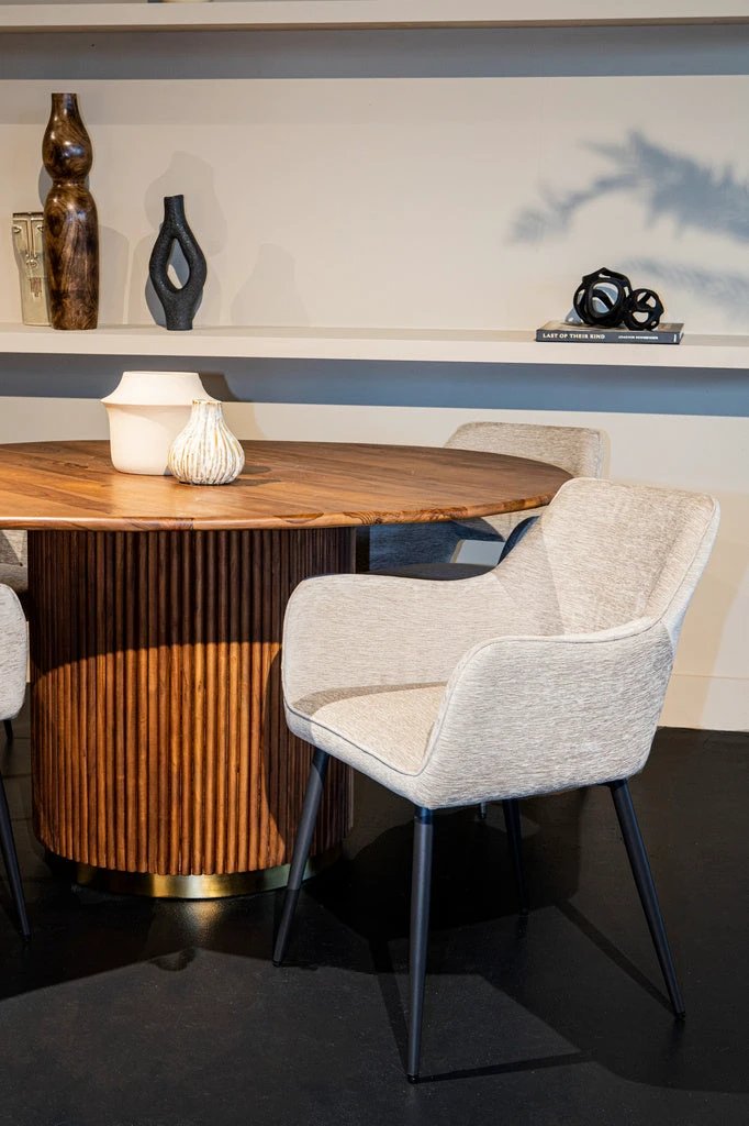 Eetkamerstoel Fallax Anthracite ribbe stof (set van 2) by PTMD