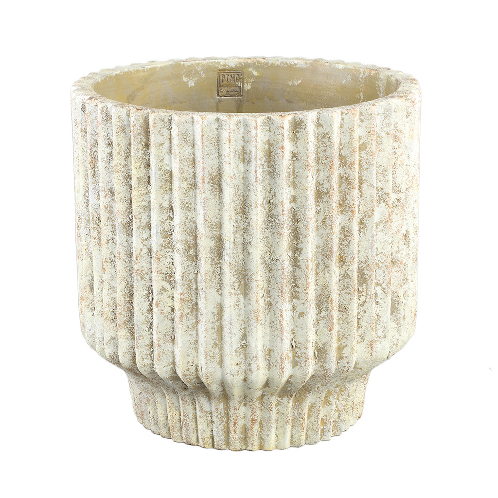 Gabriel Cream cement pot ronde lijnen XXL - depauwwonen