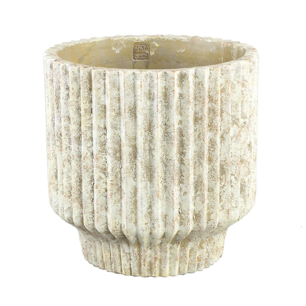 Gabriel Cream cement pot ronde lijnen XXL by PTMD
