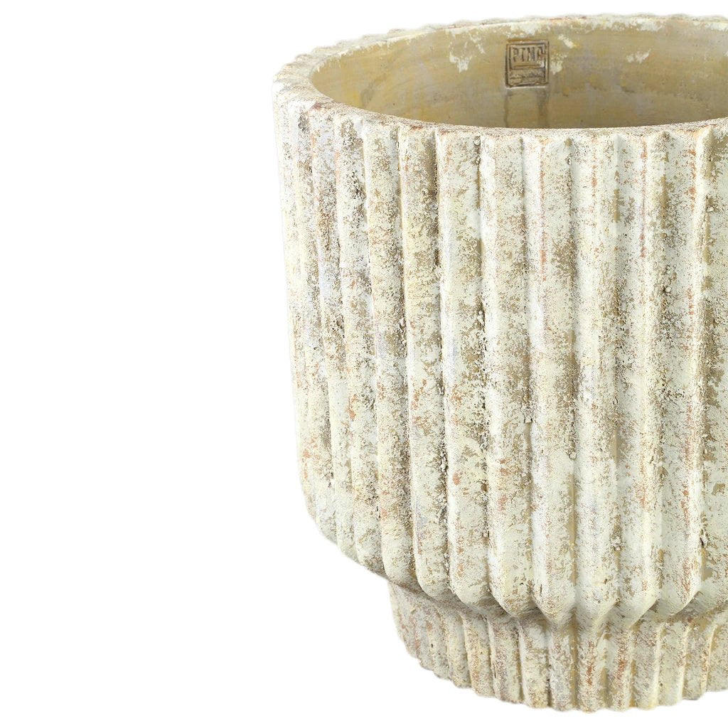 Gabriel Cream cement pot ronde lijnen XXL by PTMD
