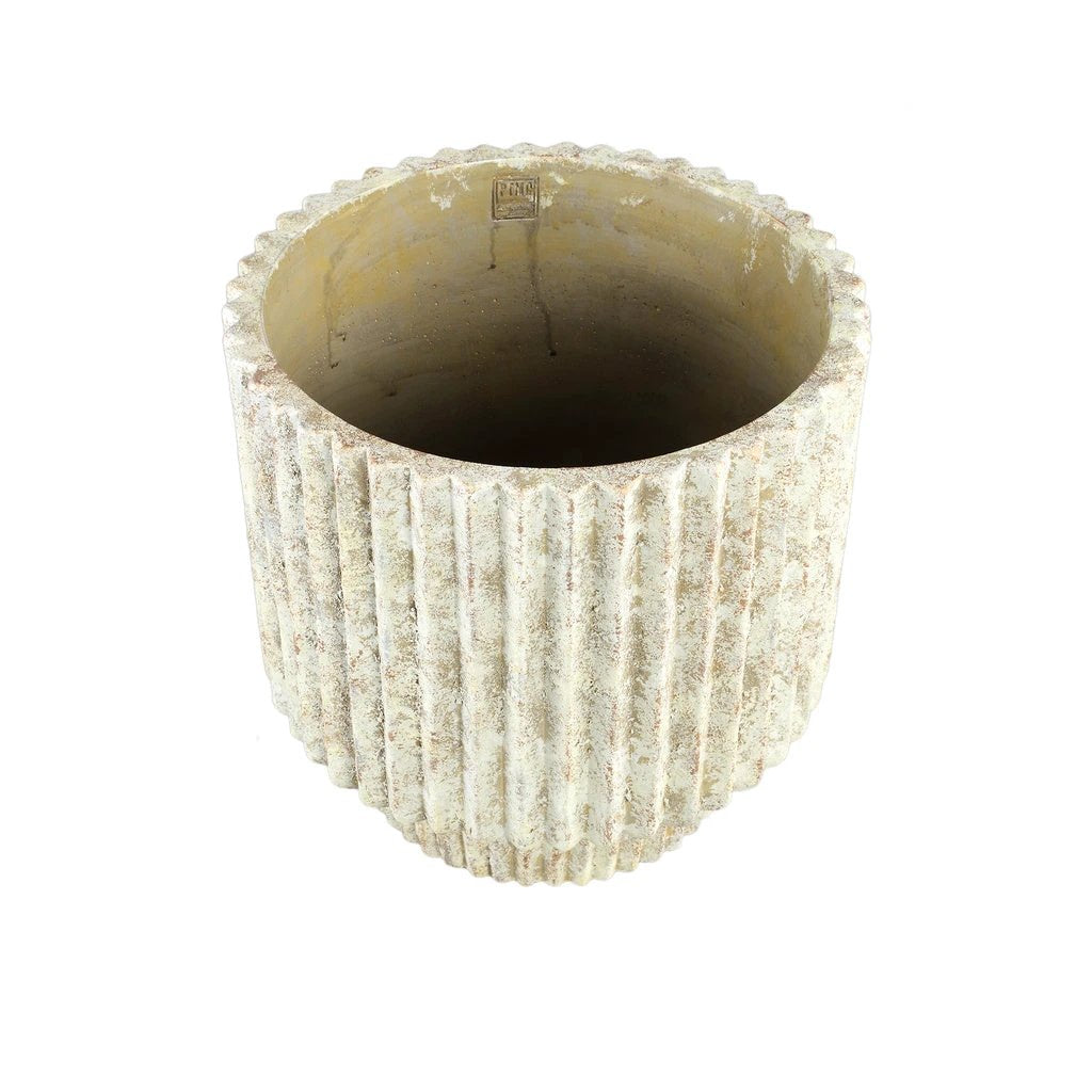 Gabriel Cream cement pot ronde lijnen XXL by PTMD