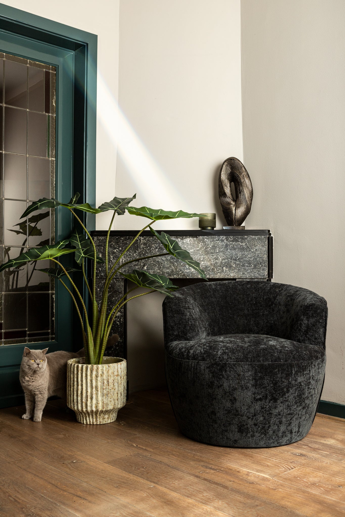 Gabriel Cream cement pot ronde lijnen XXL - depauwwonen