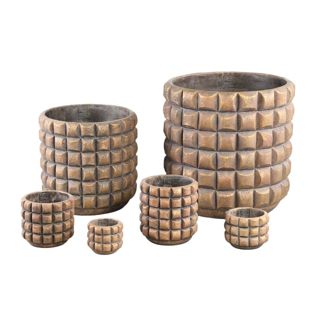 Wiliam Brown cement ronde pot blokken goud XXL by PTMD