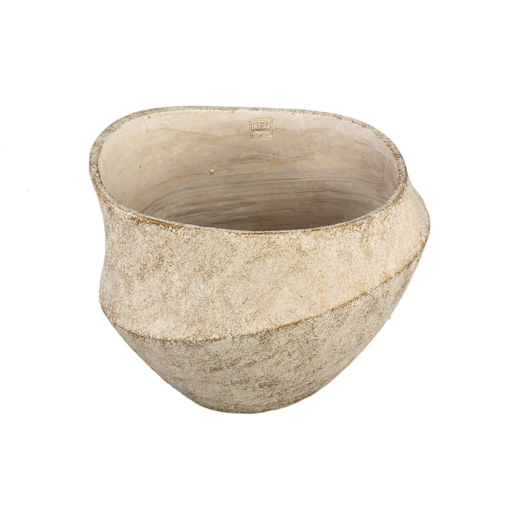 Rishell Room cement ronde pot met lijn grote L by PTMD